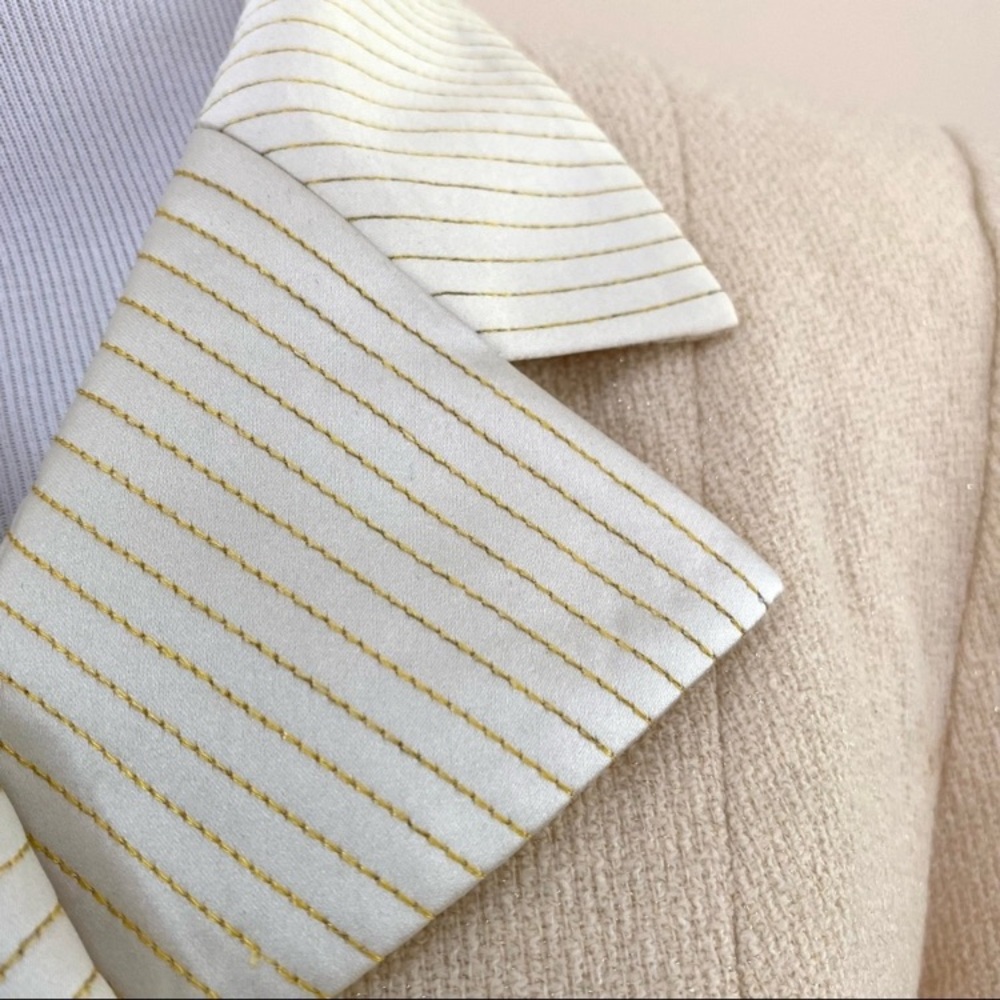 VINTAGE ALBERT NIPON BLAZER
JACKET STRUCTURED IVORY CREAM BEIGE WOOL BLEND SZ 4 - Picture 10 of 14
